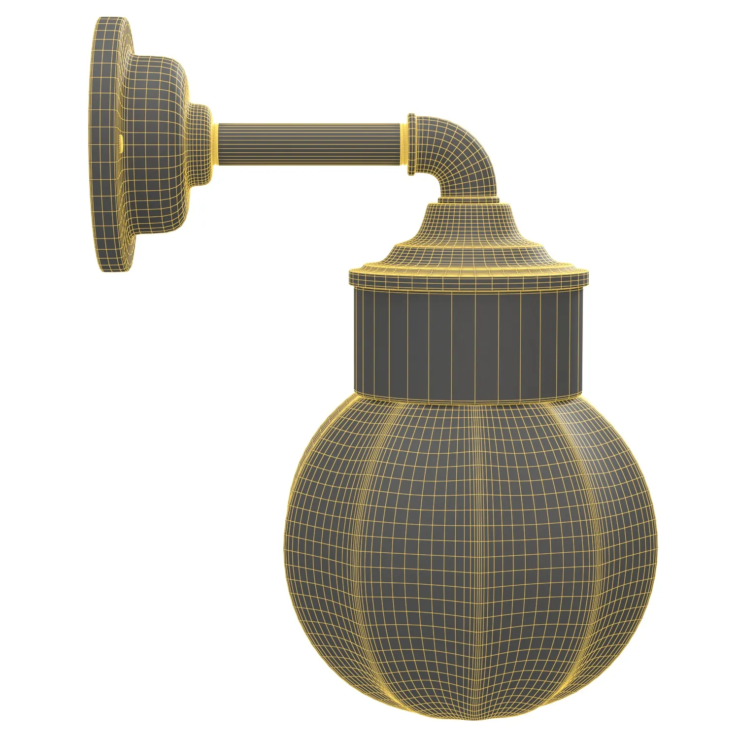 Opaline Glass Porcelain Industrial Wall Lamp PBR 3D Model_07